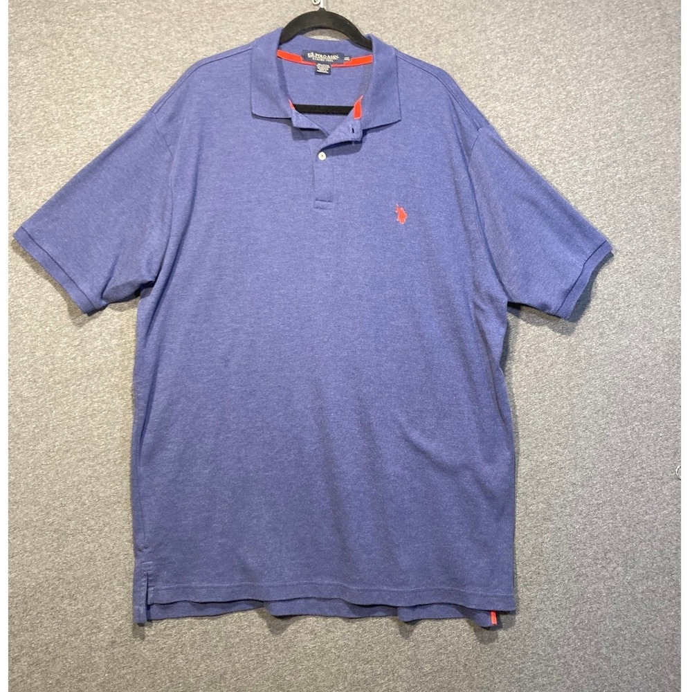 US Polo Assn Mens‎ XXL Blue Heather Luxury Feel Short Sleeve Polo Shirt Dadcore